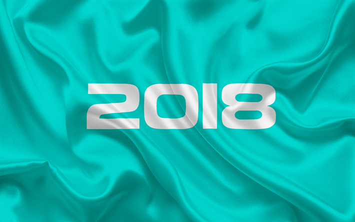 2018 Year, New Year, 2018 concepts, silk flag, silk texture