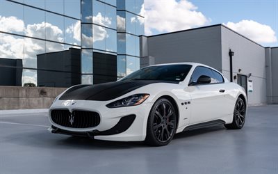 Maserati GranTurismo, valkoinen urheilu coupe, MC Road, tuning Gt, Italian urheiluautoja, Maserati