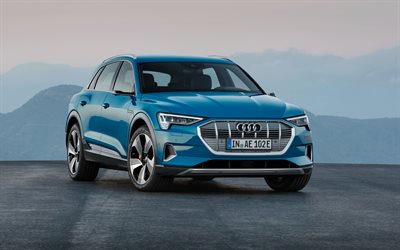 Audi E-Tron, 2019, blue crossover, electric car, new electric crossover, German cars, Audi
