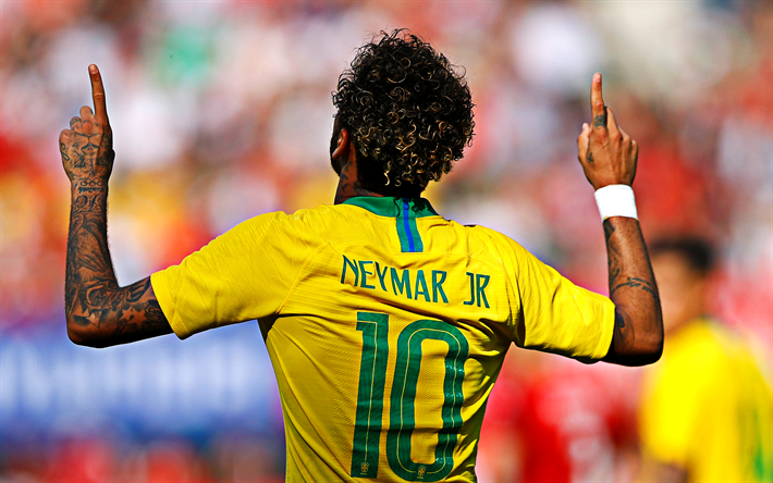 Neymar Jr, le Br&#233;sil &#201;quipe Nationale de Football, T-shirt, 10 num&#233;ro de la star du football, jeu de football, Br&#233;sil