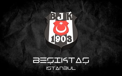 Besiktas FC, grunge, 3D logo, Super Lig, Turkish football club, football, black background, Besiktas JK, Istanbul, Turkey