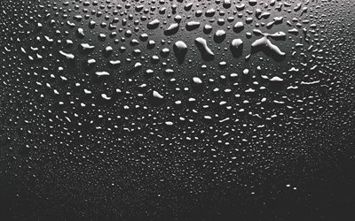 la trama di grigio con gocce d&#39;acqua, la pietra, sfondo nero, acqua concetti, gocce d&#39;acqua sfondo