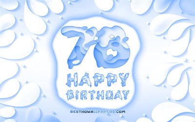 Happy 78 Years Birthday, 4k, 3D petals frame, Birthday Party, blue background, Happy 78th birthday, 3D letters, 78th Birthday Party, Birthday concept, 78th Happy Birthday, artwork, 78th Birthday