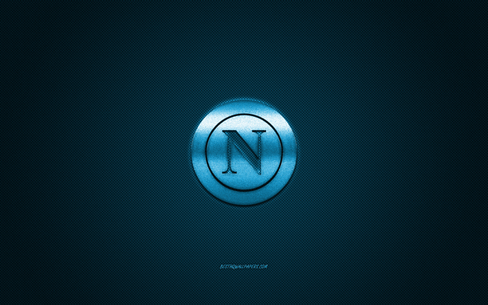 SSC Napoli, Italian football club, Serie A, blue logo, blue carbon fiber background, football, Naples, Italy, Napoli logo