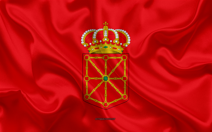 Navarra Flagga, 4k, siden konsistens, silk flag, Spanska provinsen, Navarra, Spanien, Europa, Flagga av Navarra, flaggor av spanska provinser