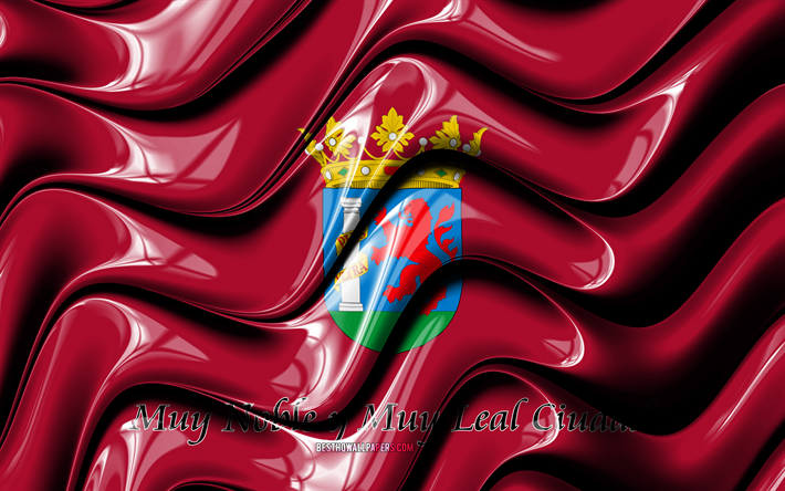 Badajoz Lippu, 4k, Kaupungeissa Espanjassa, Euroopassa, Lipun Badajoz, 3D art, Badajoz, Espanjan kaupungeissa, Badajoz 3D flag, Espanja