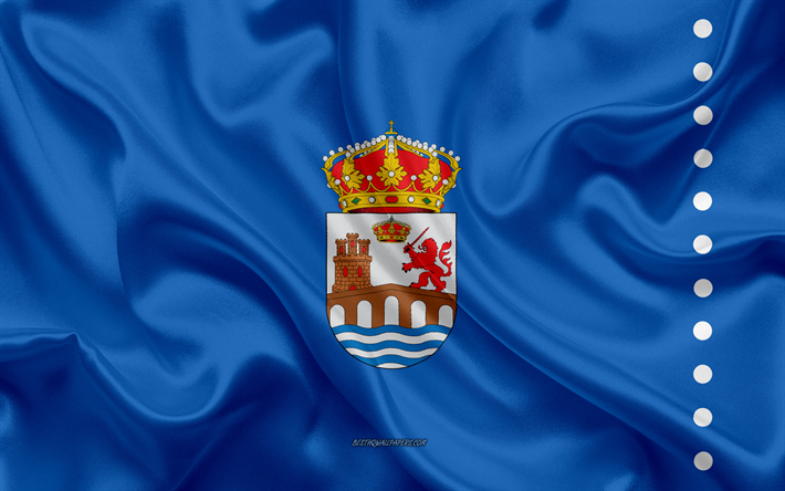 Ourense Flagga, 4k, siden konsistens, silk flag, Spanska provinsen, Ourense, Spanien, Europa, Flaggan i Ourense, flaggor av spanska provinser