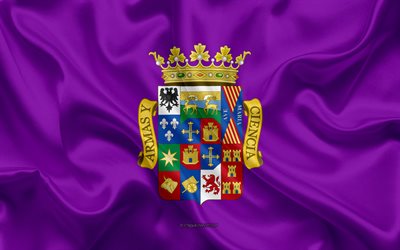 palencia flagge, 4k, seide textur, seide flagge, spanische provinz, palencia, spanien, europa, flagge von palencia, fahnen der spanischen provinzen