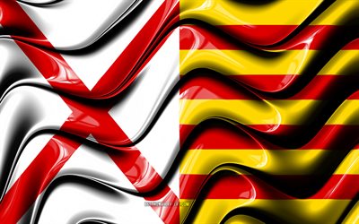 L Hospitalet Flag, 4k, Cities of Spain, Europe, Flag of L Hospitalet, 3D art, L Hospitalet, Spanish cities, L Hospitalet 3D flag, Spain