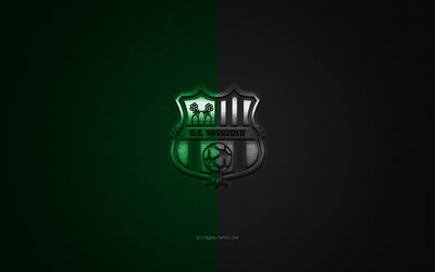 US Sassuolo Calcio, Italian football club, Serie A, green-black logo, green-black carbon fiber background, football, Modena, Italy, US Sassuolo logo