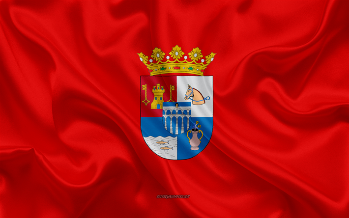 Segovia Lippu, 4k, silkki tekstuuri, silkki lippu, Espanjan maakunnassa, Segovia, Espanja, Euroopassa, Lipun Segovia, liput espanjan maakunnat