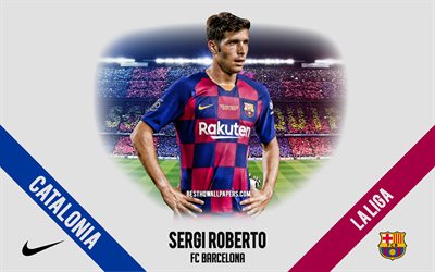 Sergi Roberto, FC Barcelona, portrait, Spanish footballer, midfielder, 2020 Barcelona uniform, La Liga, Spain, FC Barcelona footballers 2020, football, Camp Nou