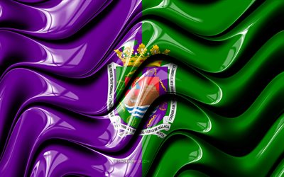 Malaga Flag, 4k, Cities of Spain, Europe, Flag of Malaga, 3D art, Malaga, Spanish cities, Malaga 3D flag, Spain