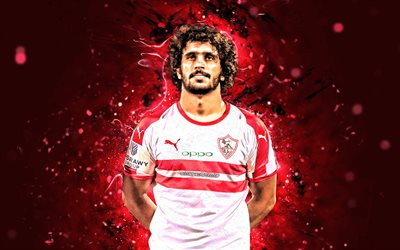 Abdallah Gomaa, 4k, egyptian footballers, Zamalek FC, Egyptian Premier League, Gomaa, soccer, football, neon lights, Zamalek SC