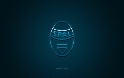 SPAL, Italian football club, Serie A, blue logo, blue carbon fiber background, football, Ferrara, Italy, SPAL logo