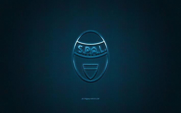 SPAL, Italian football club, Serie A, blue logo, blue carbon fiber background, football, Ferrara, Italy, SPAL logo
