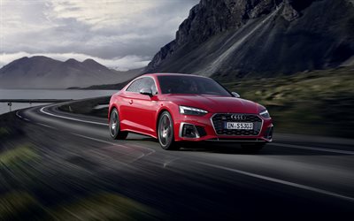 Audi S5 Coupe, 2020, front view, exterior, red coupe, new red S5, German cars, Audi
