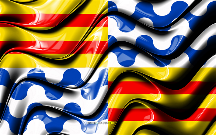 Badalona Bandiera, 4k, Citt&#224; della Spagna, Europa, Bandiera di Badalona, 3D arte, Badalona, citt&#224; della spagna, Badalona 3D, bandiera, Spagna