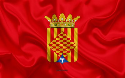 Tarragona Flag, 4k, silk texture, silk flag, Spanish province, Tarragona, Spain, Europe, Flag of Tarragona, flags of Spanish provinces