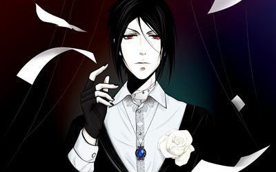 Kuroshitsuji, Black Butler, Sebastian Michaelis, portrait, main character, japanese manga, protagonist