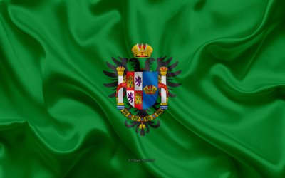 Toledo Drapeau, 4k, la texture de la soie, de la soie du drapeau, province d&#39;espagne, Tol&#232;de, Espagne, Europe, Drapeau de Tol&#232;de, les drapeaux des provinces espagnoles