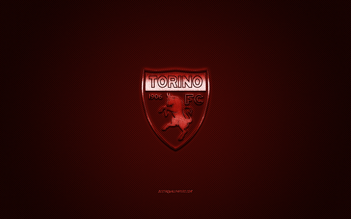 Torino FC, Italian football club, Serie A, burgundy logo, burgundy carbon fiber background, football, Turin, Italy, Torino FC logo