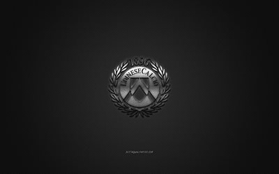 Manchester United Ligi, İtalyan Futbol Kul&#252;b&#252;, Serie, G&#252;m&#252;ş logo, gri karbon fiber arka plan, futbol, Teramo, İtalya, Manchester United logosu