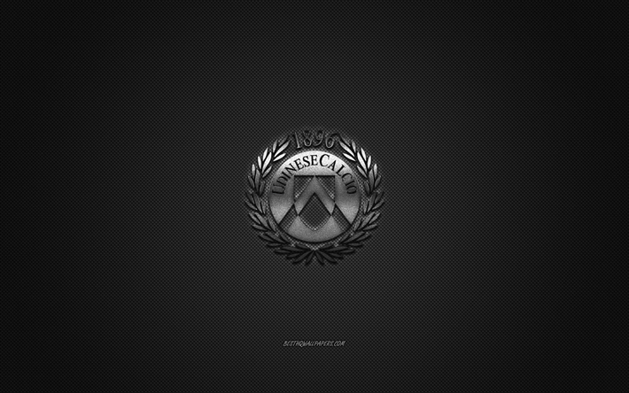 Udinese Calcio, il calcio italiano di club, Serie A, logo argento, grigio contesto in fibra di carbonio, calcio, Udine, Italia, Udinese logo