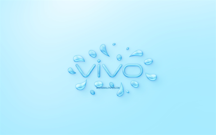 vivo-logo, wasser -, logo-emblem, blauer hintergrund, vivo-logo aus wasser, kreative kunst, wasser, konzepte, vivo