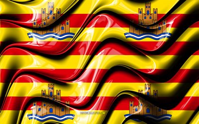 Ibiza Bayrağı, 4k, İspanya Şehirleri, Ibiza, Avrupa, Bayrak, 3D sanat, İspanyol şehirleri, Ibiza 3D bayrak, İspanya