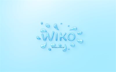 Wiko logo, vesi logo, tunnus, sininen tausta, Wiko logo valmistettu vett&#228;, creative art, vett&#228; k&#228;sitteit&#228;, Wiko