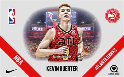 Kevin Huerter, Atlanta Hawks, Jogador de Basquete Americano, NBA, retrato, EUA, basquete, State Farm Arena, Atlanta Hawks logo