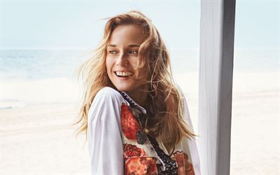 Diane Kruger, German actress, blonde, portrait, smile, German model