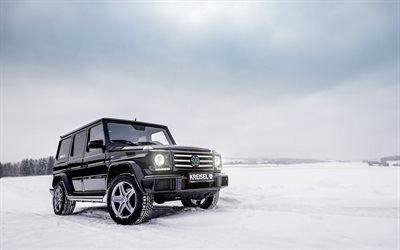 Mercedes-Benz Classe G, W463, G55, hiver, hors-route, la neige, la Mercedes noire