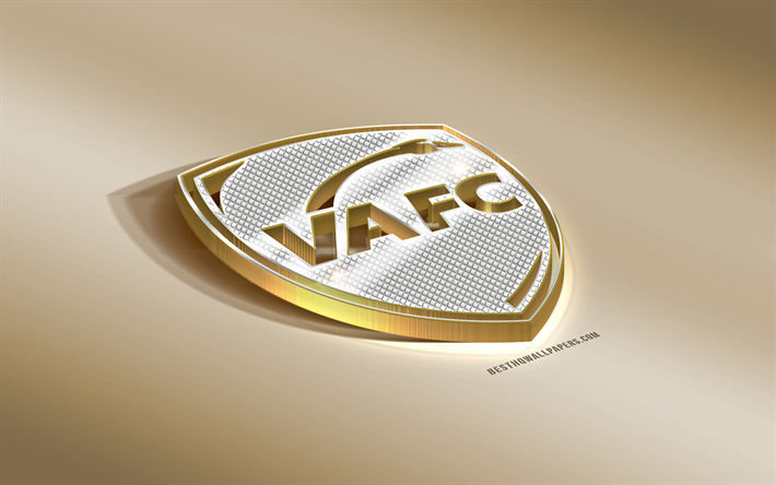 Valenciennes FC, Franska fotbollsklubben, golden silver logotyp, Valenciennes, Frankrike, League 2, 3d gyllene emblem, kreativa 3d-konst, fotboll