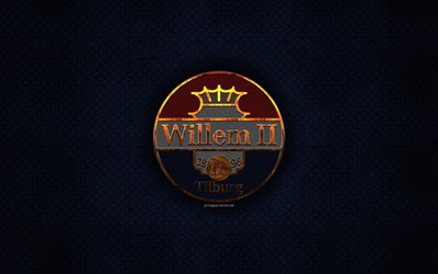 Willem II Tilburg, Dutch football club, blue metal texture, metal logo, emblem, Tilburg, Netherlands, Eredivisie, Premier Division, creative art, football, Willem II FC