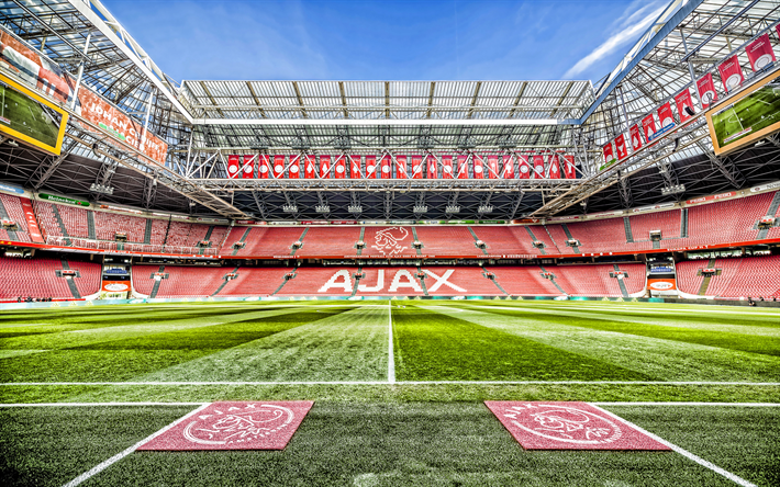 Johan Cruijff Ar&#232;ne, vide, stade, stade de l&#39;Ajax d&#39;Amsterdam Arena, le football, le stade de football, Amsterdam, Ajax FC, HDR, n&#233;erlandais stades