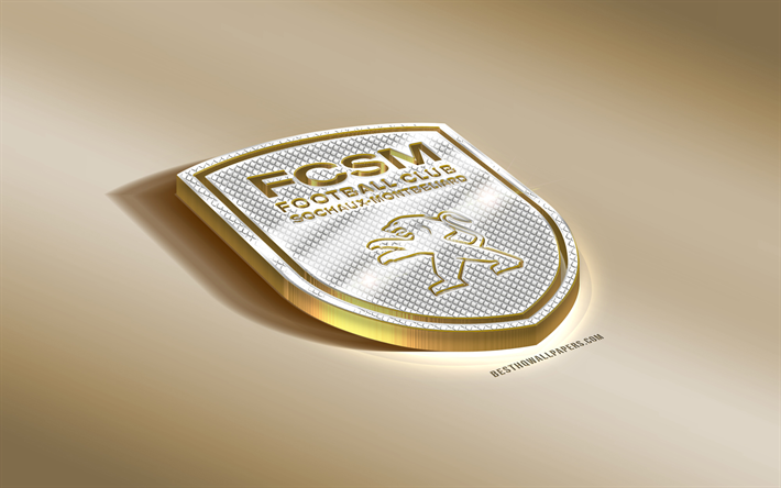 FC Sochaux, French football club, golden silver logo, Montbeliard, France, Ligue 2, 3d golden emblem, creative 3d art, football
