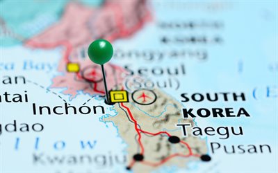 Viajar a Corea del Sur, Inchon, Pusan, Corea del mapa, los conceptos de viaje, Taegu, Corea del Sur