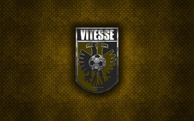 SBV Vitesse, Dutch football club, yellow metal texture, metal logo, emblem, Arnhem, Netherlands, Eredivisie, Premier Division, creative art, football, Vitesse