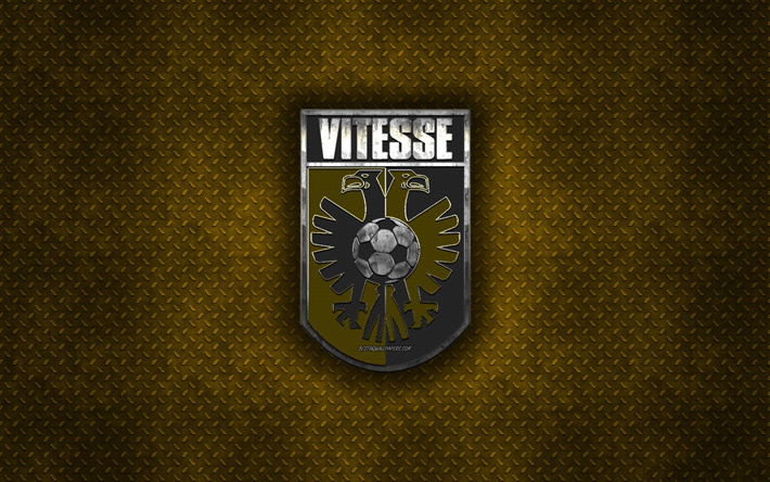 sbv vitesse, niederl&#228;ndische fu&#223;ball-club, gelbe metall textur -, metall-logo, emblem, arnhem, niederlande, eredivisie, premier division, kreative kunst, fu&#223;ball, vitesse