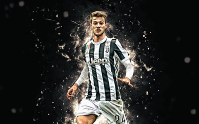 Daniele Rugani, 4k, italian footballers, Juventus FC, soccer, Serie A, Rugani, Juve, neon lights, Bianconeri, creative, Italy