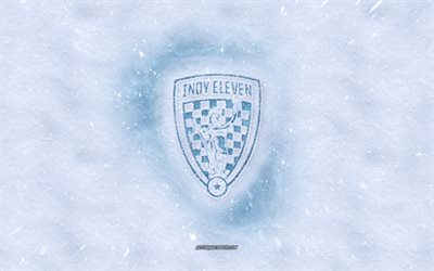 Indy Eleven logo, American soccer club, winter concepts, USL, Phoenix Rising FC ice logo, snow texture, Indianapolis, Indiana, USA, snow background, Indy Eleven, soccer