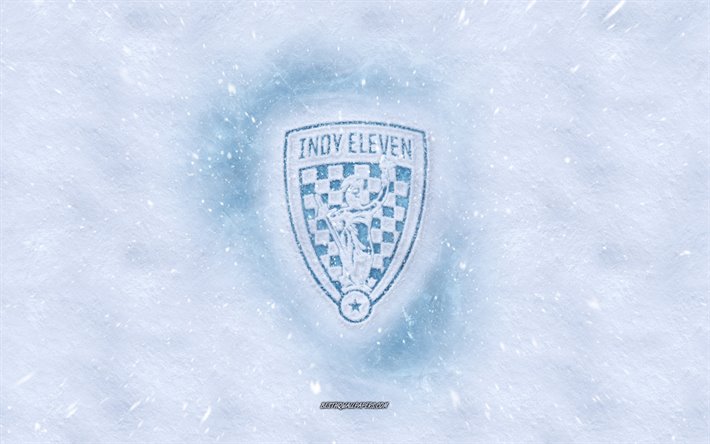 Indy Eleven logotipo, American club de f&#250;tbol, invierno conceptos, USL, Phoenix Rising FC logotipo de hielo, nieve textura, Indianapolis, Indiana, estados UNIDOS, la nieve de fondo, Indy Eleven, f&#250;tbol