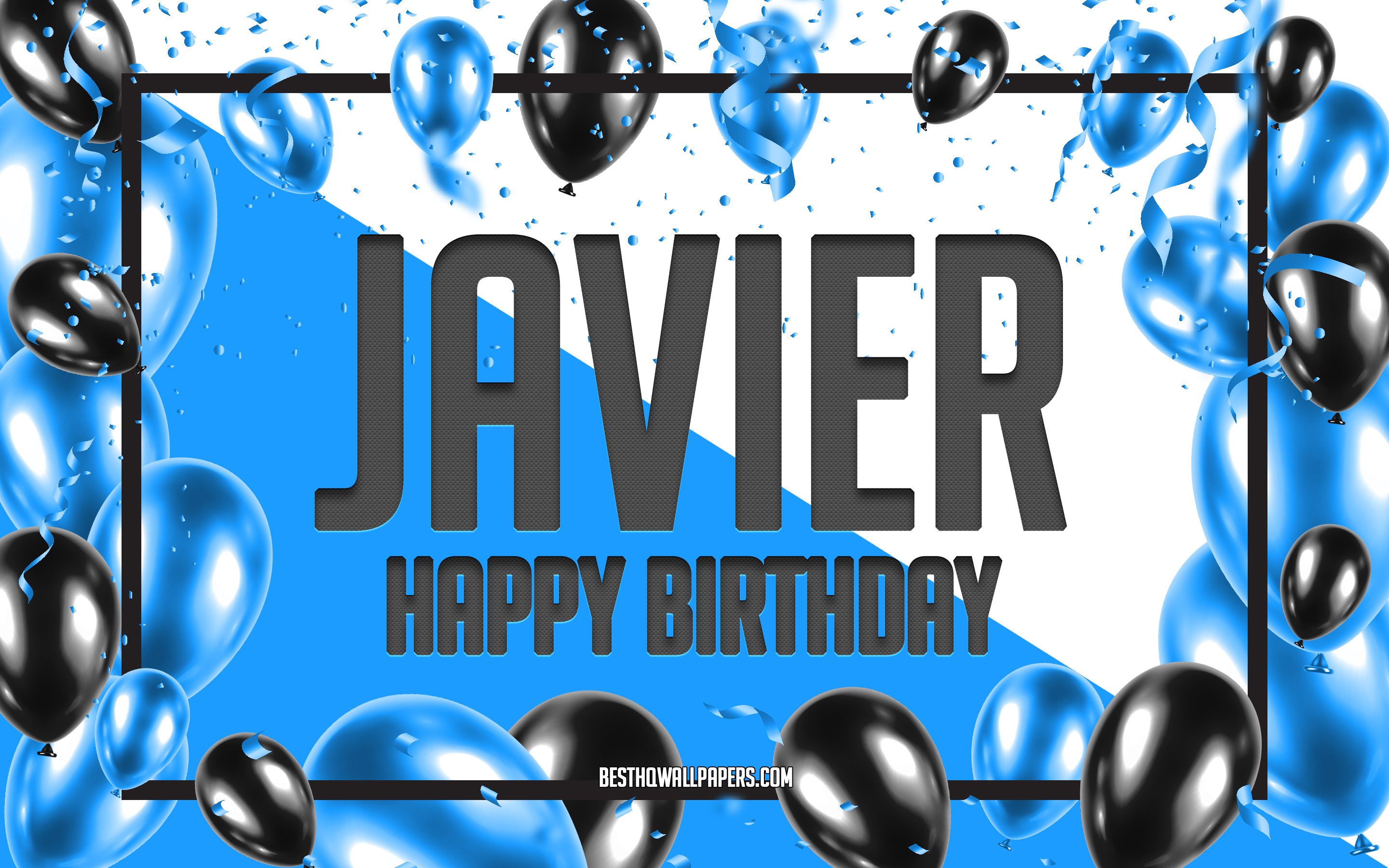 Download Wallpapers Happy Birthday Javier Birthday Balloons Background