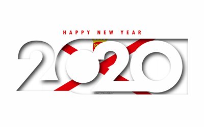 Jersey 2020, Flag of Isle of Man, white background, Happy New Year Jersey, 3d art, 2020 concepts, Jersey flag, 2020 New Year, 2020 Jersey flag