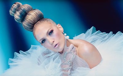 Jennifer Lopez, J Lo, portrait, american singer, makeup, white dress, photoshoot