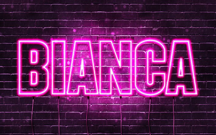 Download Wallpapers Bianca 4k Wallpapers With Names Female Names Bianca Name Purple Neon