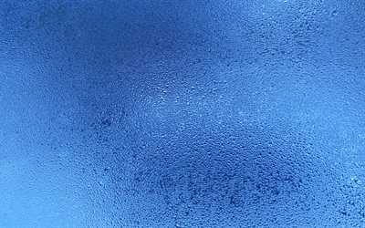 mod&#232;les drops, les gouttes d&#39;eau de la texture, macro, gouttes sur le verre, les fonds bleus, les gouttes d&#39;eau, l&#39;eau d&#39;origines, les gouttes de la texture, de l&#39;eau, les gouttes sur fond bleu