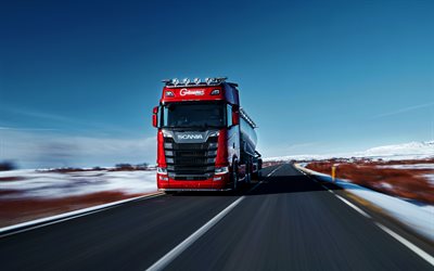 Scania 730 S, 4k, des camions-citernes, 2020 camions, GRUES, transport de fret, 2020 Scania 730 S, trucks, Scania